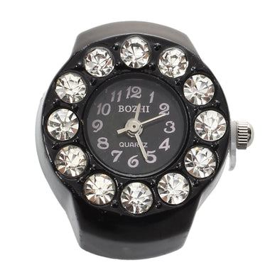 Stretchy Women Round Crystal Finger Ring Watch 0.83" HOT
