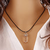 Natural Stone Necklace, Elegant Clear Stone Leather Necklaces Stone Cristal, Wild Crystal Neckless for Women