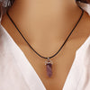 Natural Stone Necklace, Elegant Clear Stone Leather Necklaces Stone Cristal, Wild Crystal Neckless for Women