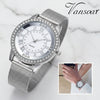 Rhinestone Watch Fashion Casual Women Silver & Rose Gold Mesh Wristwatches