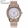 Rhinestone Watch Fashion Casual Women Silver & Rose Gold Mesh Wristwatches