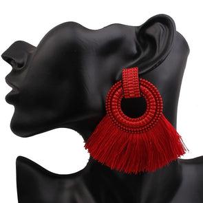 Tassel Earrings Big Statement Vintage Dangle Earrings Red Pink Black Blue Fashion Jewelry