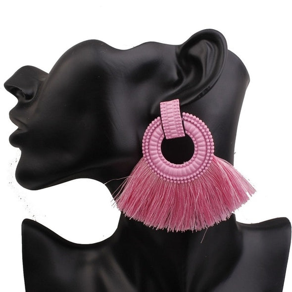 Tassel Earrings Big Statement Vintage Dangle Earrings Red Pink Black Blue Fashion Jewelry