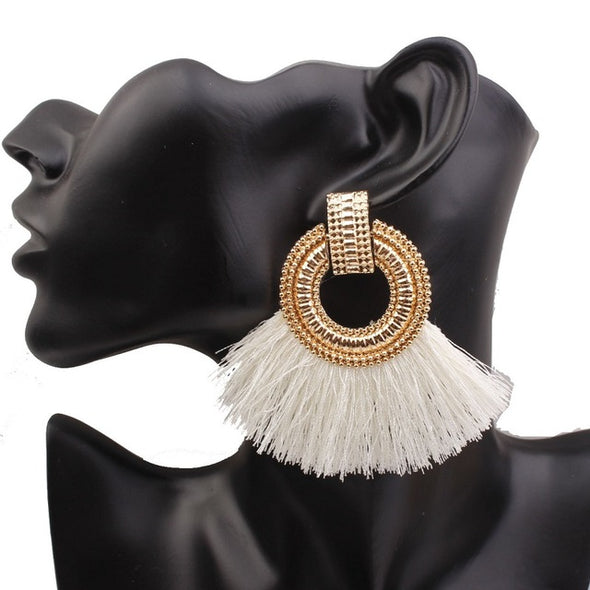 Tassel Earrings Big Statement Vintage Dangle Earrings Red Pink Black Blue Fashion Jewelry