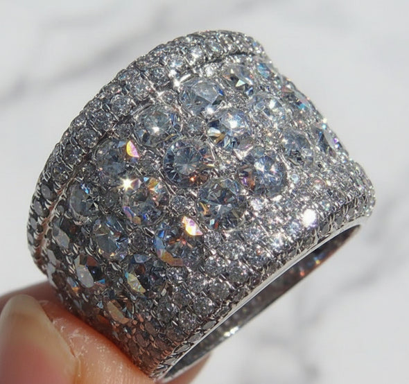 Fashion Big Silver CZ Zircon Stone Ring