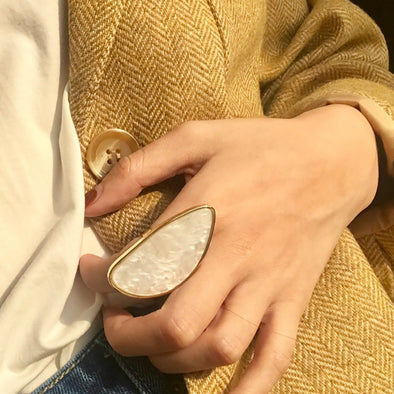 White Pink Acrylic Big Statement Ring  Women