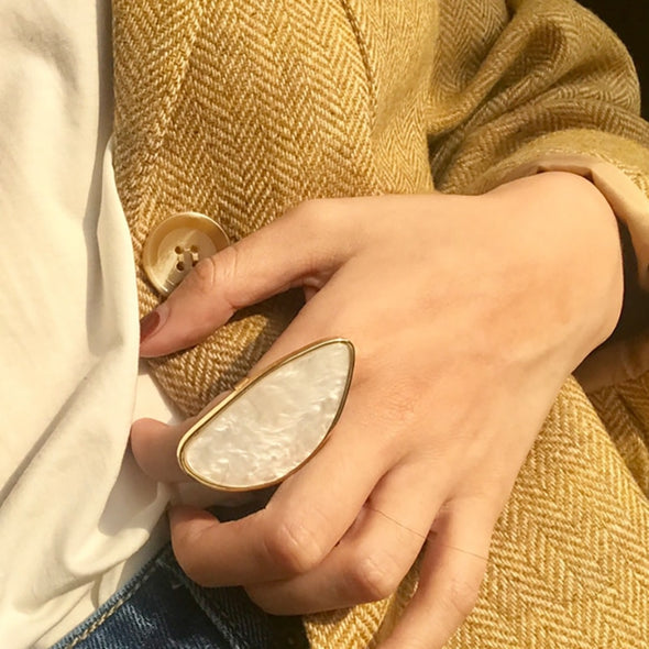 White Pink Acrylic Big Statement Ring  Women