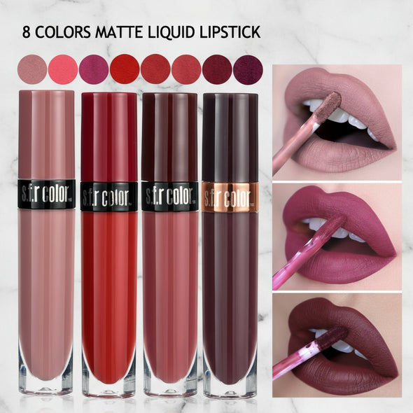Lips Makeup 8 Color Lip Gloss Long Lasting Matte Liquid Lipstick Non-stick