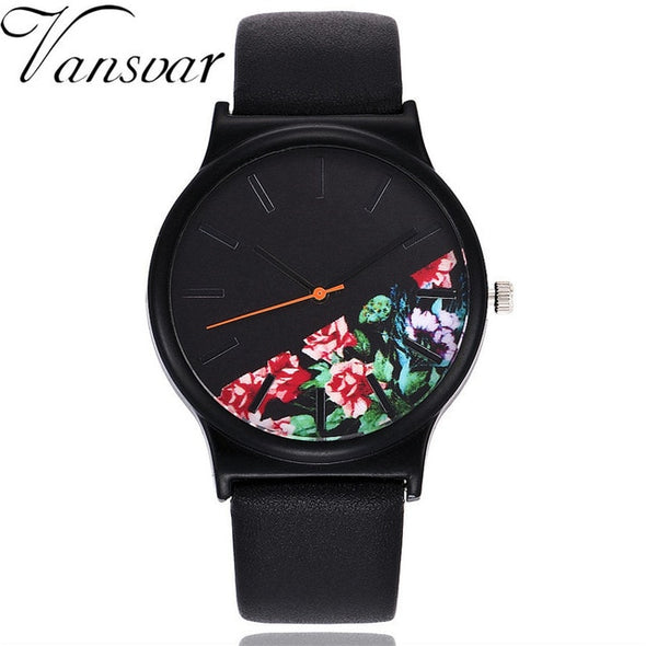 Vansvar Vintage Leather Women Watches Luxury
