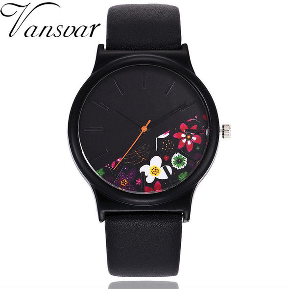 Vansvar Vintage Leather Women Watches Luxury