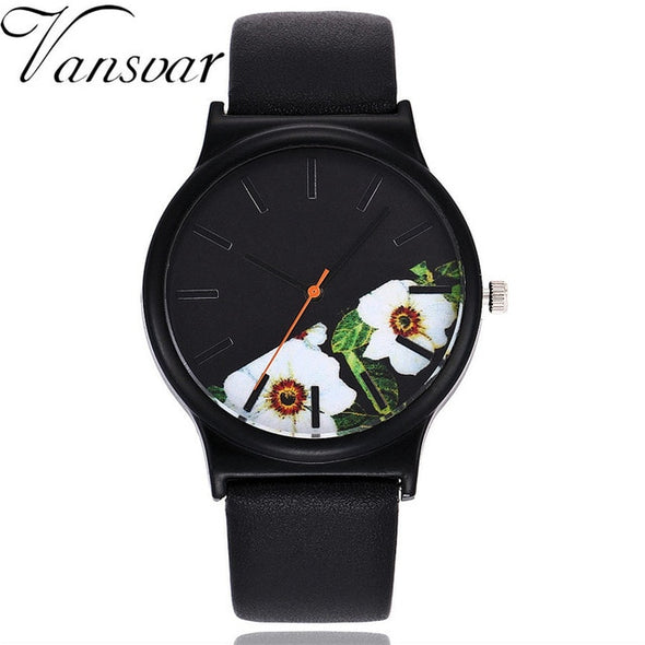 Vansvar Vintage Leather Women Watches Luxury