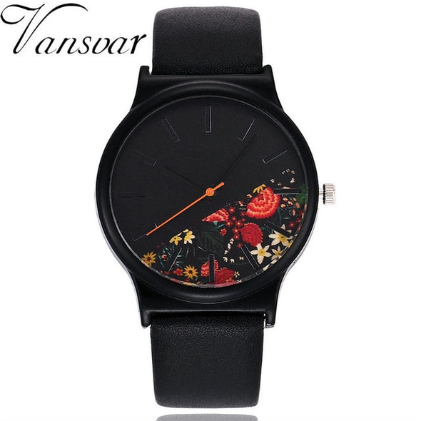 Vansvar Vintage Leather Women Watches Luxury