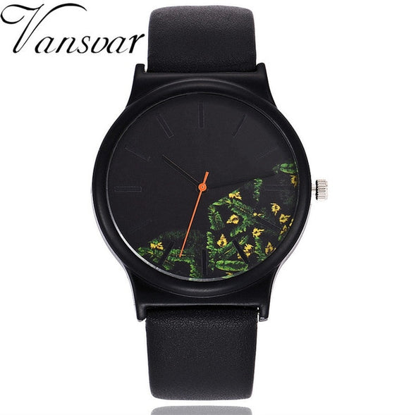 Vansvar Vintage Leather Women Watches Luxury