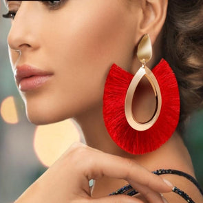 Big Tassel Drop Earrings For Women Lady Female Fringe Handmade