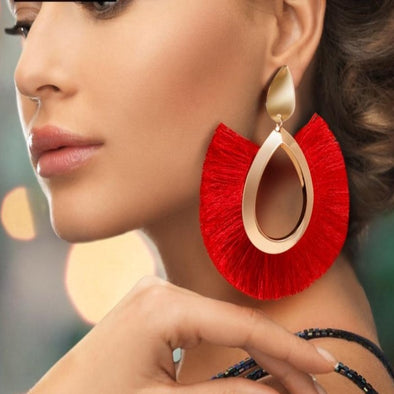 Big Tassel Drop Earrings For Women Lady Female Fringe Handmade