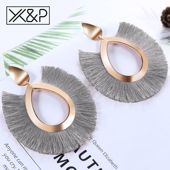 Big Tassel Drop Earrings For Women Lady Female Fringe Handmade