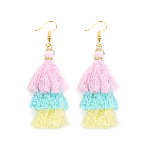 3 Layered Tassel Earrings