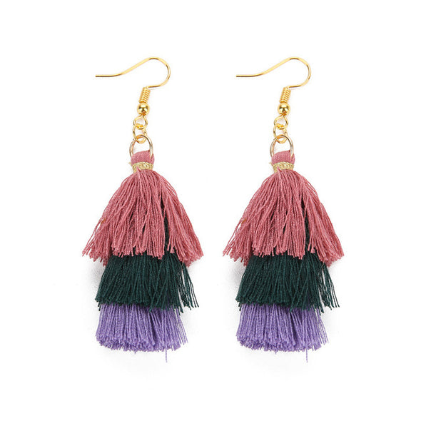 3 Layered Tassel Earrings